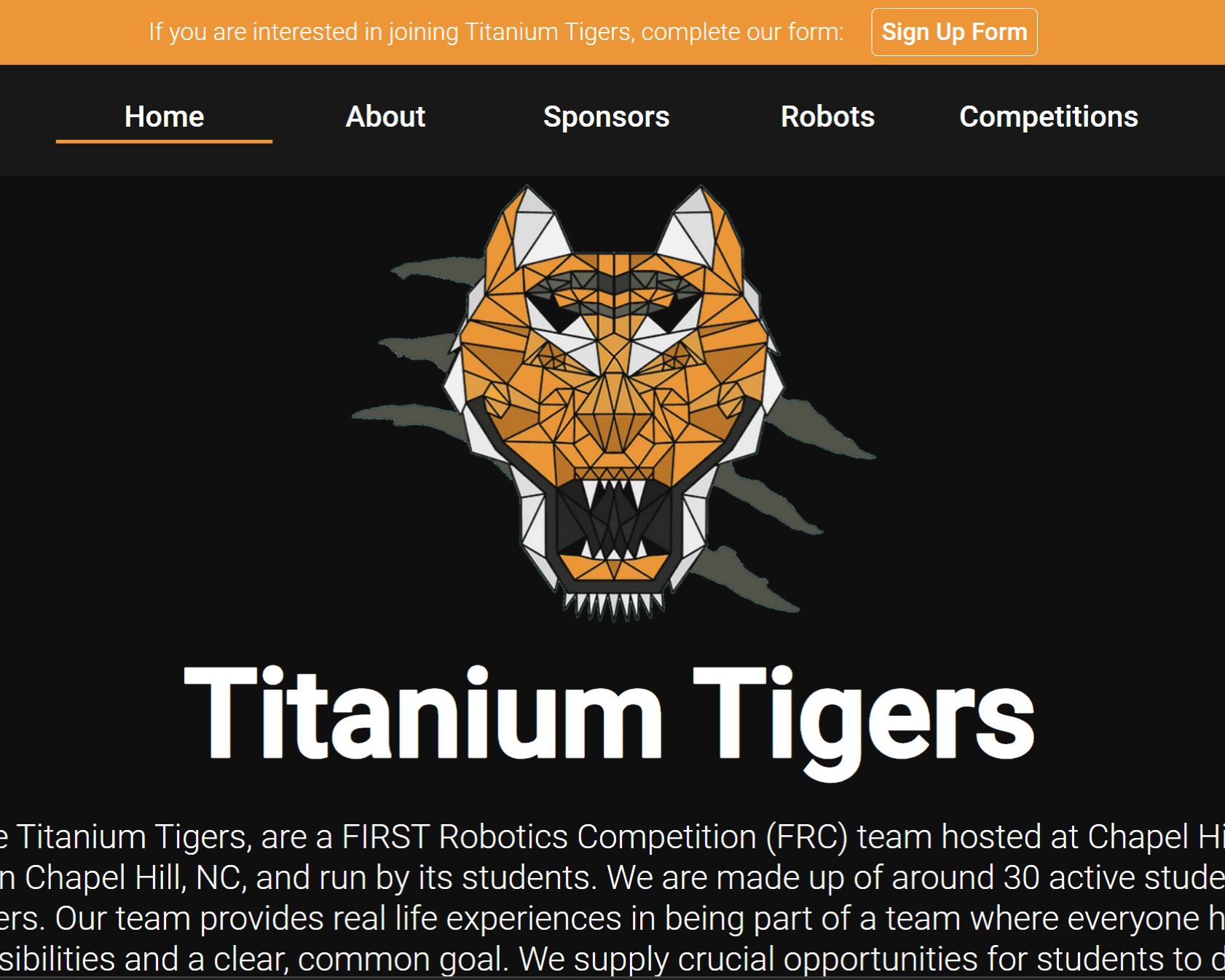 Titanium Tigers Website